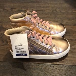 Girls copper colored high top sneakers